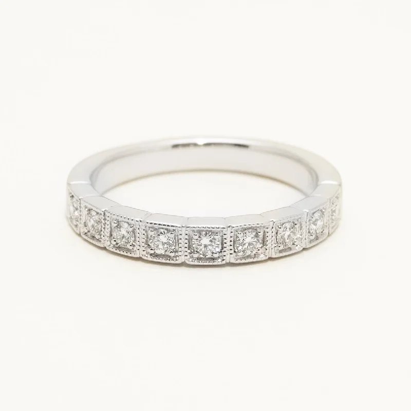 Diamond Milgrain Band in 14kt White Gold (1/4ct tw)