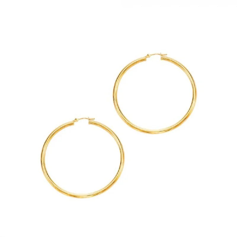 14K Y Gold 50mm Shiny Hoop Earrings 3.0grms