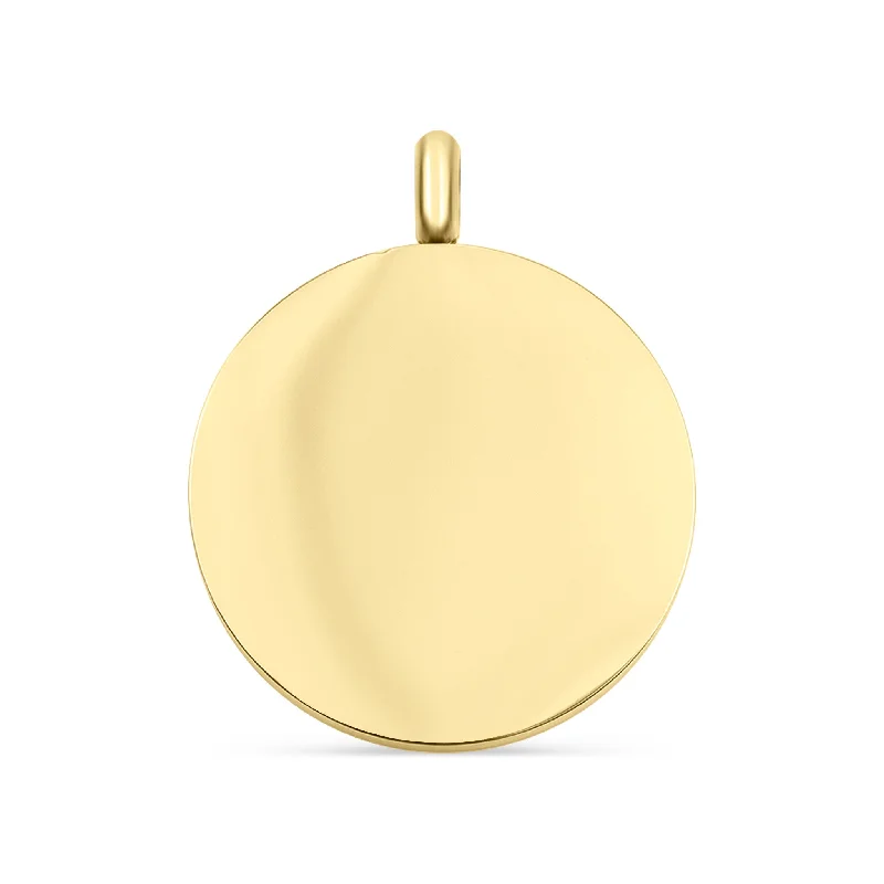 18K Gold PVD Blank Round Stainless Steel Charm Pendant / PDJ0400