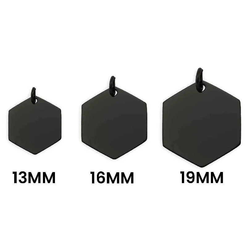 Black Stainless Steel Blank Hexagon Pendant / SBB0234