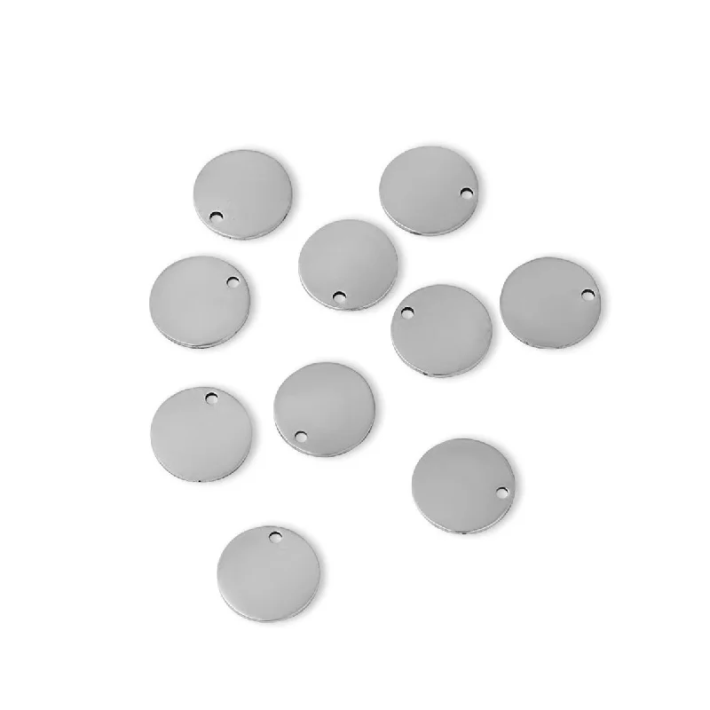 10 Pack - Thin Blank Stainless Steel Round Pendants / SBB0102