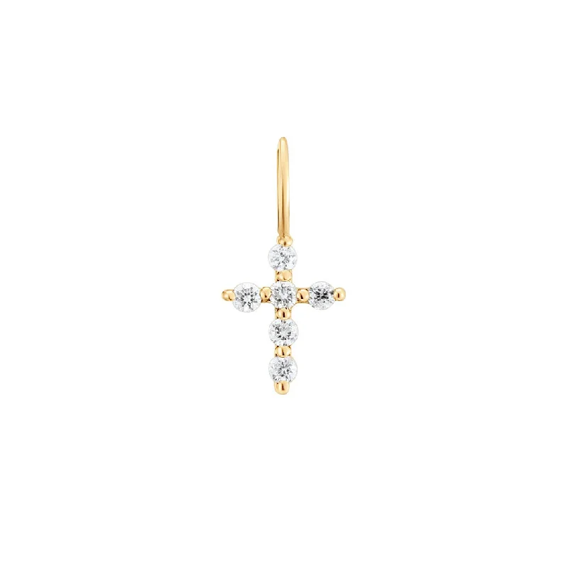 Diamond 14K Yellow Gold Cross Charm