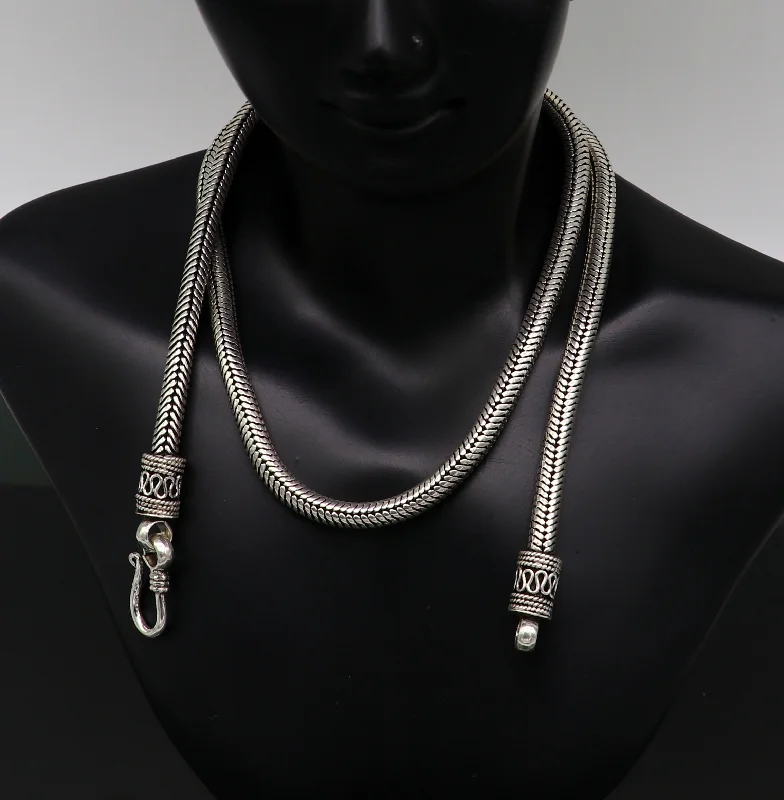 22" 5mm solid 925 sterling silver handmade snake chain, pendant chain, excellent oxidized necklace vintage stylish tribal jewelry ch102