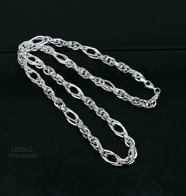 Exclusive fancy stylish 20" 925 sterling silver 8mm handmade amazing chain necklace excellent gifting jewelry, men's chain necklace  nch339