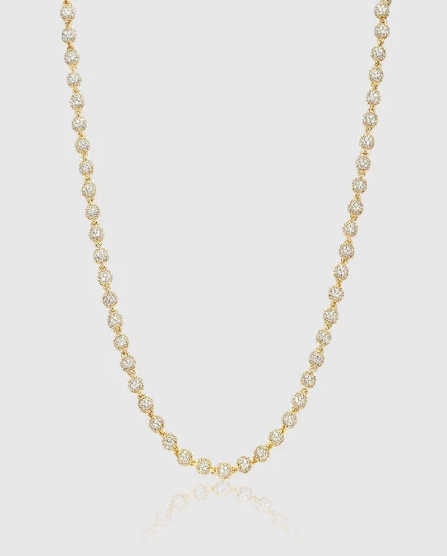 5mm Iced Ball Chain  - Gold