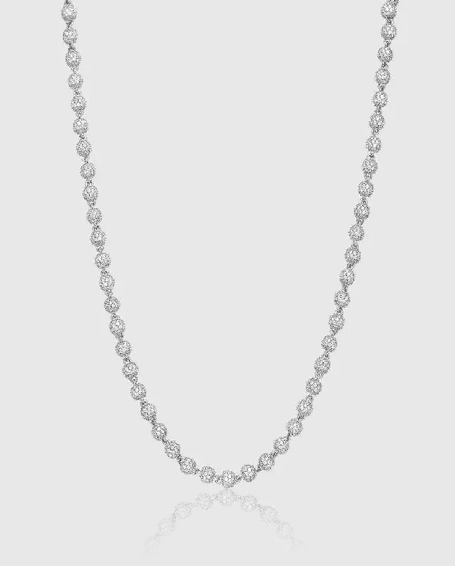 5mm Iced Ball Chain - White Gold